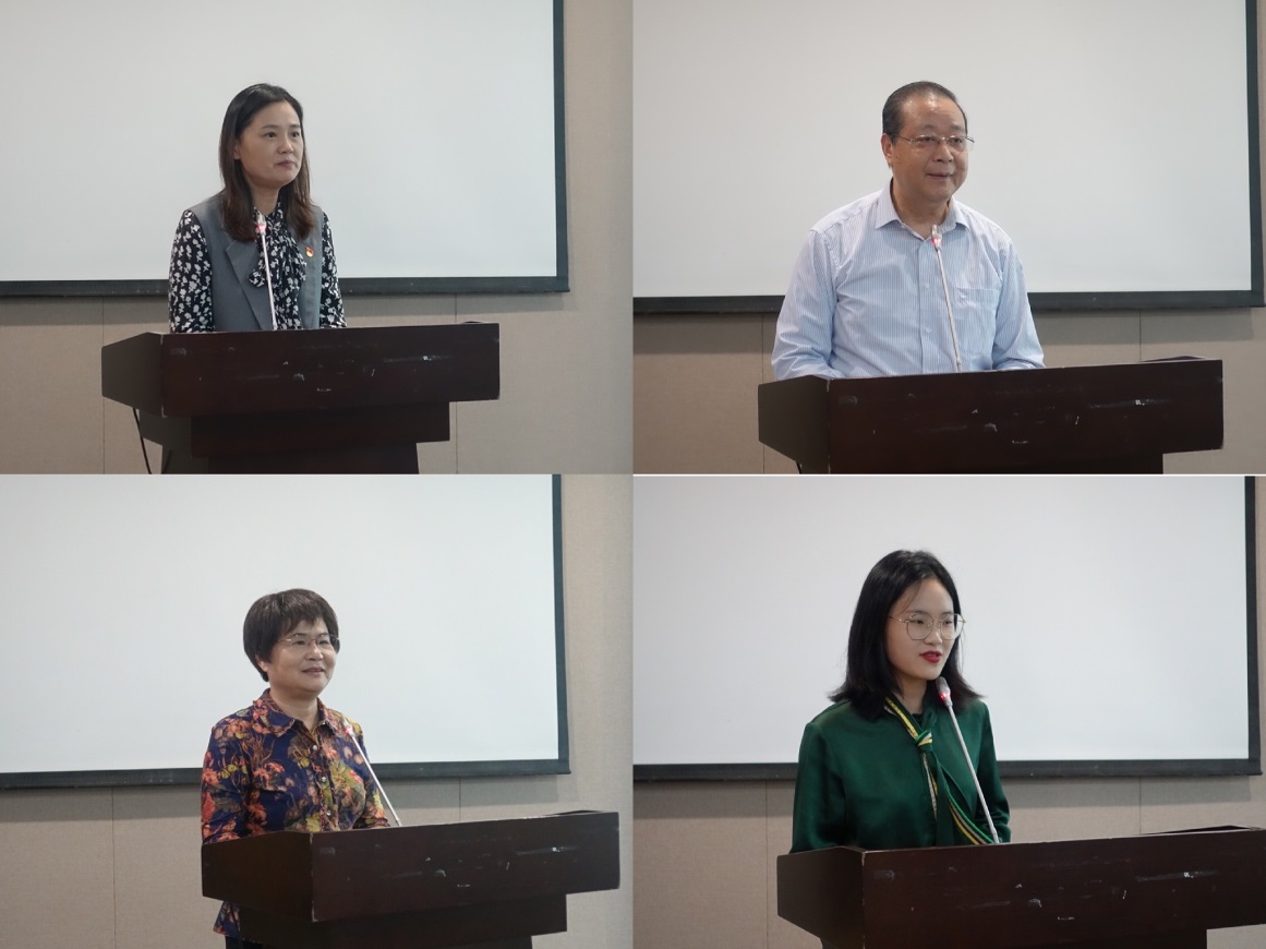 图为翁德玮、阮显忠致辞,张燕、学生代表发言 图为翁德玮、阮显忠致辞,张燕、学生代表发言