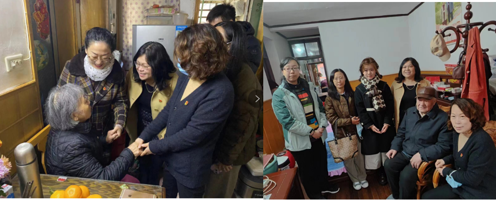 图为酒店管理学院教职工第一党支部看望田林三村四村老党员 图为酒店管理学院教职工第一党支部看望田林三村四村老党员